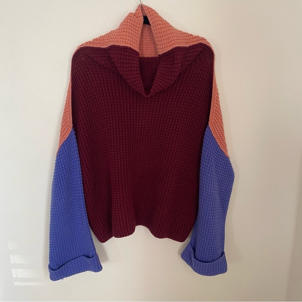 Free People Color Block Oversize Sweater